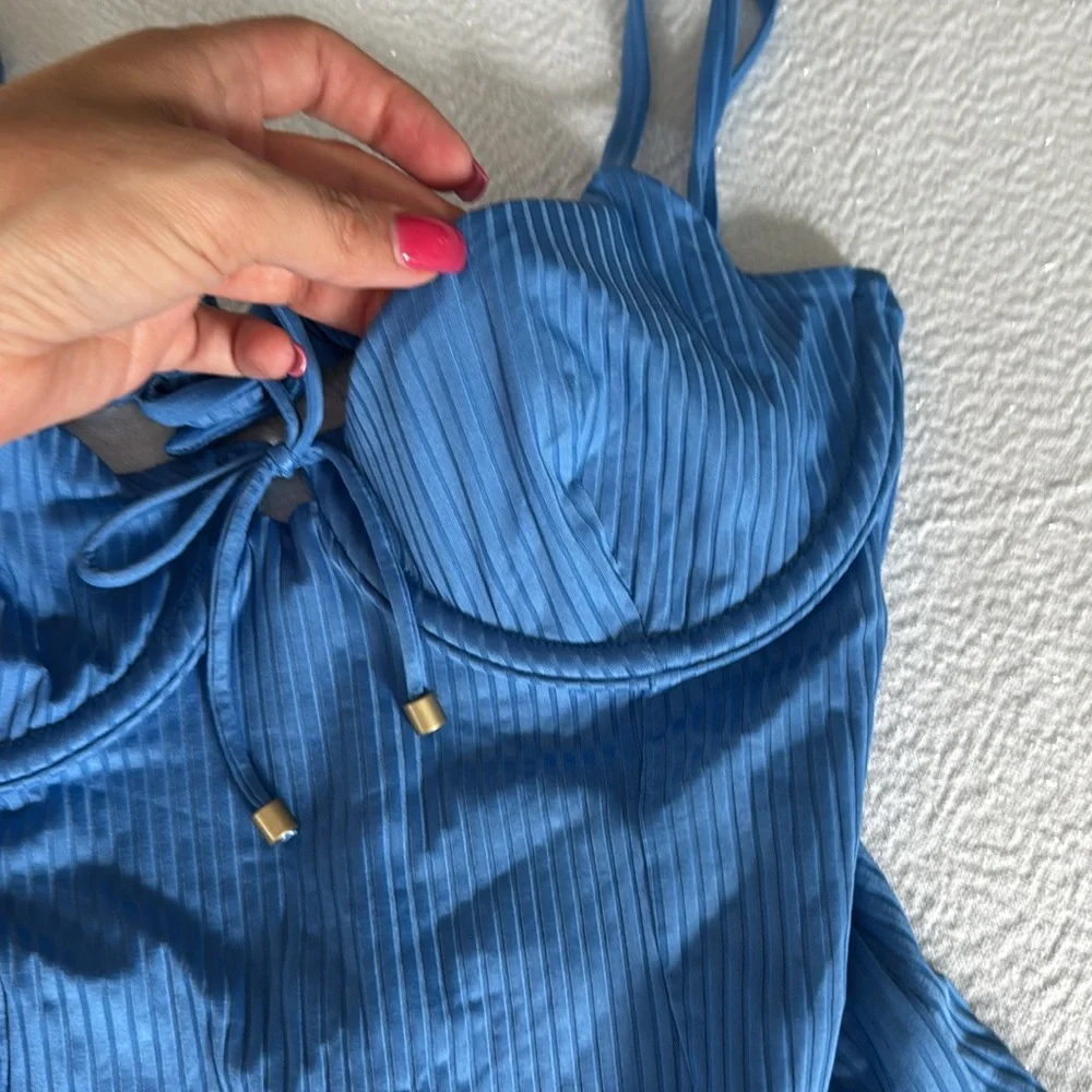 VITAMIN A Ada Underwire One Piece - Chambray EcoRib, Size Medium, $196